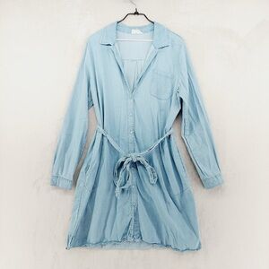Isaac Mizrahi Live! Bridgehampton Light Blue Lyocell Belted Shirt Dress P4994